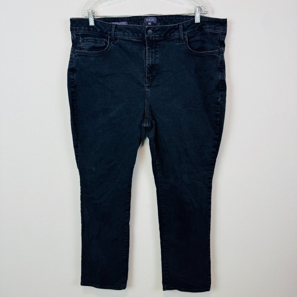 NYDJ 20W Marilyn Straight Jeans Black denim